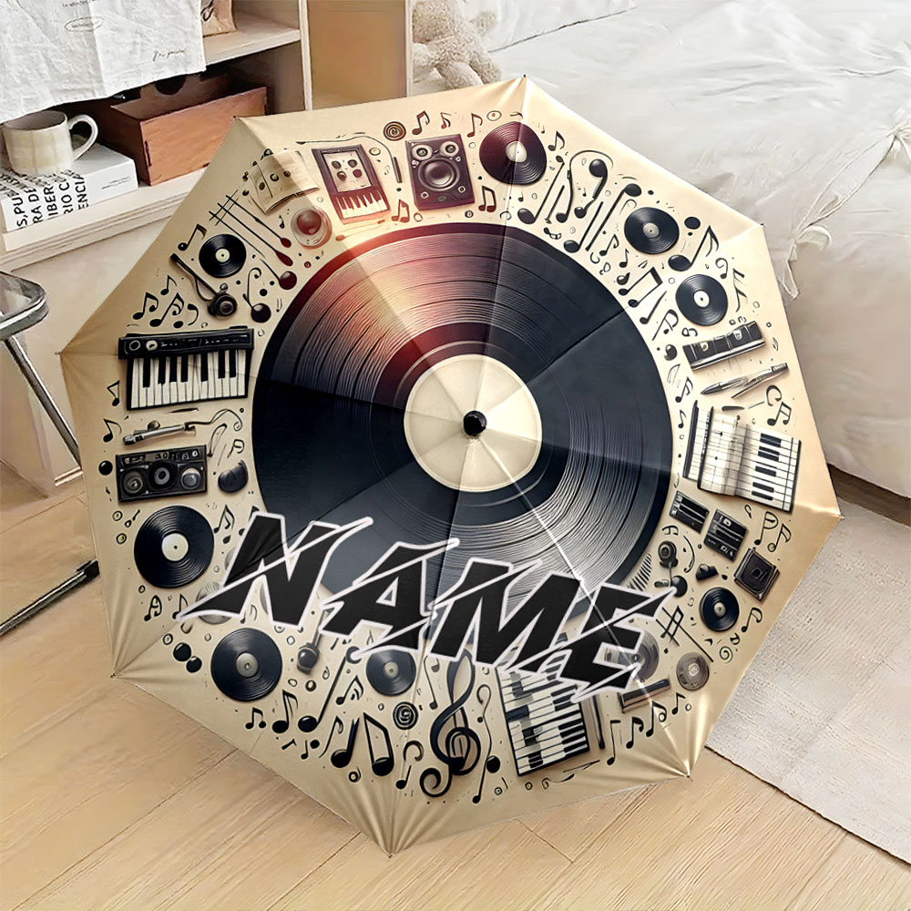 Musical Instrument And Names - مظلة مخصصة تحمل اسمك، بتصميم مستوحى