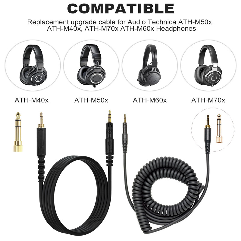 Audio Technica Headphone Ath-M50X - كابل صوتي حلزوني بديل متوافق مع