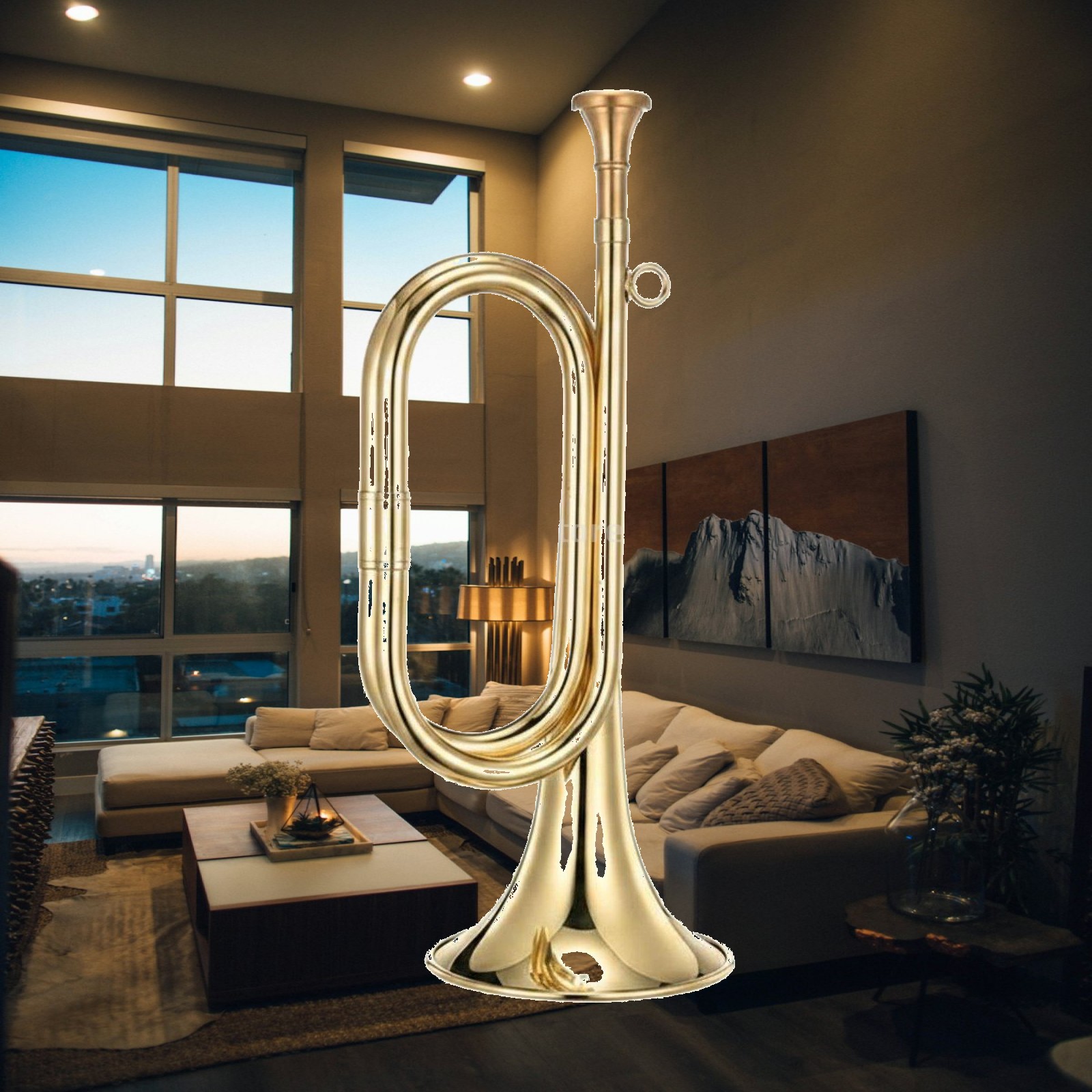 Musical Instrument Bugle - بوق نحاسي محمول للفرقة الموسيقية، أداة