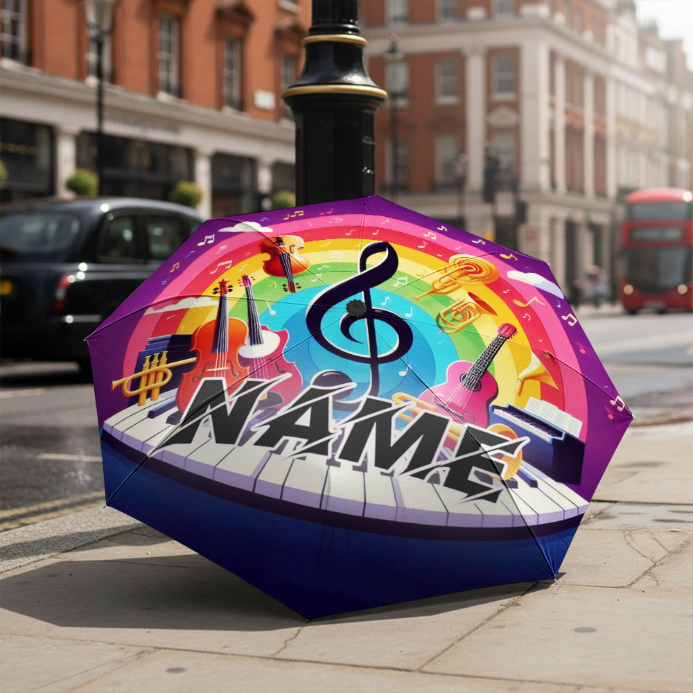 Musical Instrument And Names - مظلة مخصصة بالاسم، مظلة بتصميم موسيقي