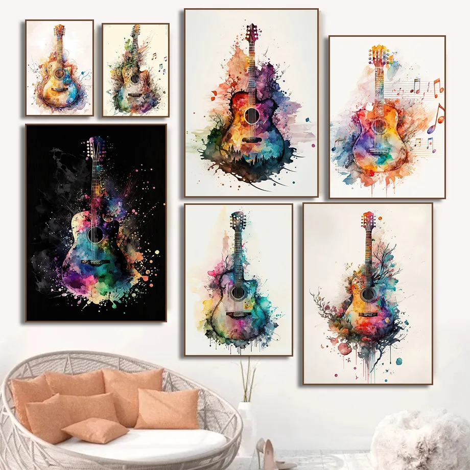 (بدون إطار) لوحة فنية مائية لآ - مراجعة Picture Of Musical Instrument وسعره